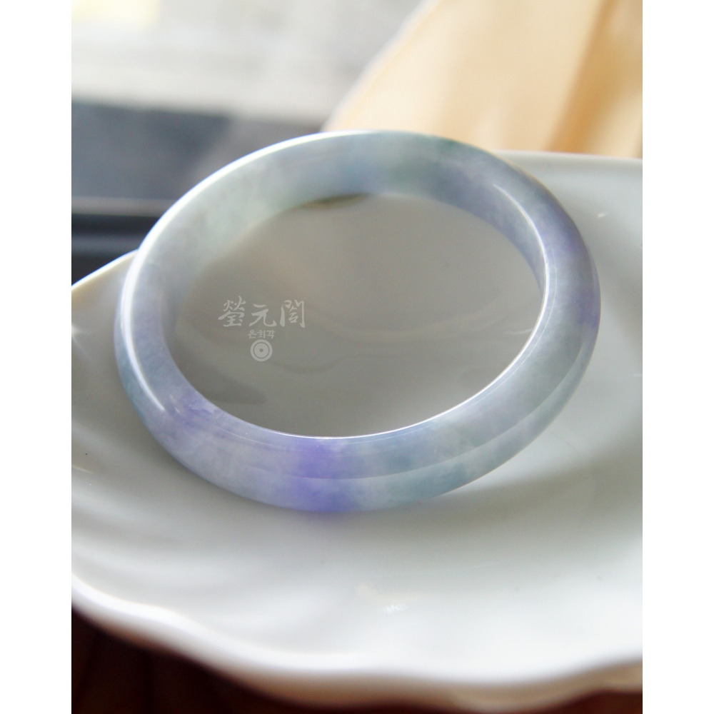 【瑩元閣】藍紫花園鐲《細冰糯濃紫羅藍飄花》天然緬甸A貨翡翠/平安鐲/手圍18.7/圈口57.3/JB-0326【附台証】-細節圖7