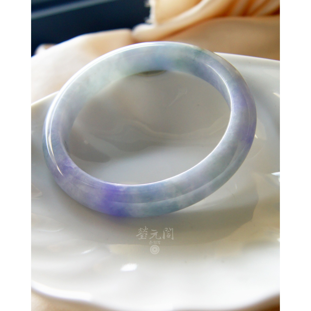 【瑩元閣】藍紫花園鐲《細冰糯濃紫羅藍飄花》天然緬甸A貨翡翠/平安鐲/手圍18.7/圈口57.3/JB-0326【附台証】-細節圖8