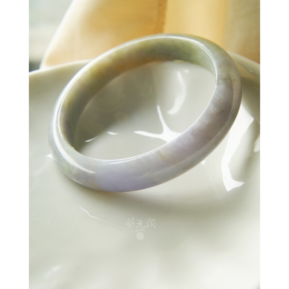 【瑩元閣】《冰芙蓉濃紫羅蘭黃翡相間》天然緬甸翡翠a貨/平安鐲/手圍18.2/圈口55.5/JB-0332現貨在台當天寄出-細節圖4