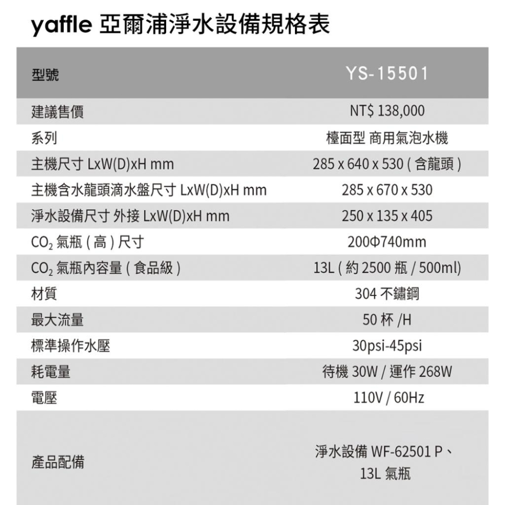 【Yaffle 亞爾浦】五星級氣泡烹調設備-檯面型商用氣泡水機(YS-15501)-細節圖3