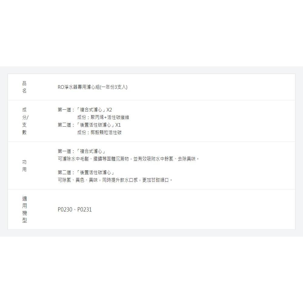 【大巨光】櫻花牌 原廠濾心F0191 RO淨水器專用濾心組(一年份3支入)-細節圖4