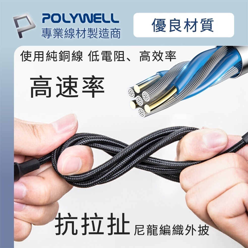 寶利威爾 iphone編織3A充電線TypeC轉Lightning快充數據線 適用iPhone蘋果手機-細節圖8