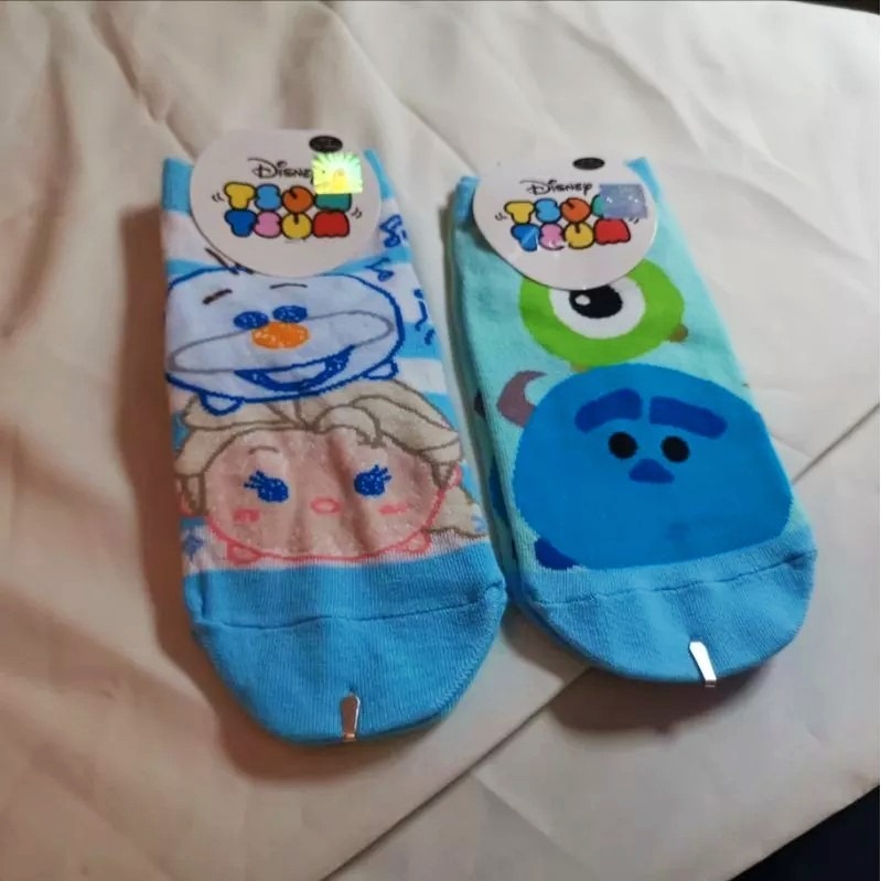 TSUMTSUM 冰雪奇緣 怪獸電力公司 雪寶 大眼怪 艾莎 毛怪 Q版 船型襪 直版襪 短襪-細節圖2