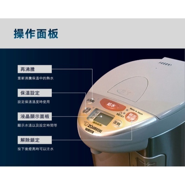 ZOJIRUSHI 象印 日製4L一級能四段定溫微電腦電熱水瓶CV-DSF40-細節圖4