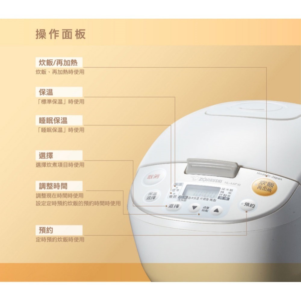 ZOJIRUSHI 象印 日製6人份微電腦電子鍋NL-AAF10-細節圖4