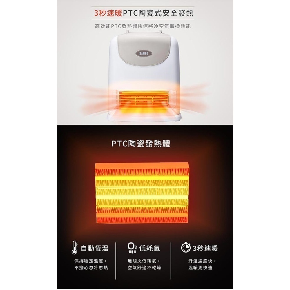 SAMPO 聲寶 陶瓷式定時電暖器 HX-FJ12P-細節圖3