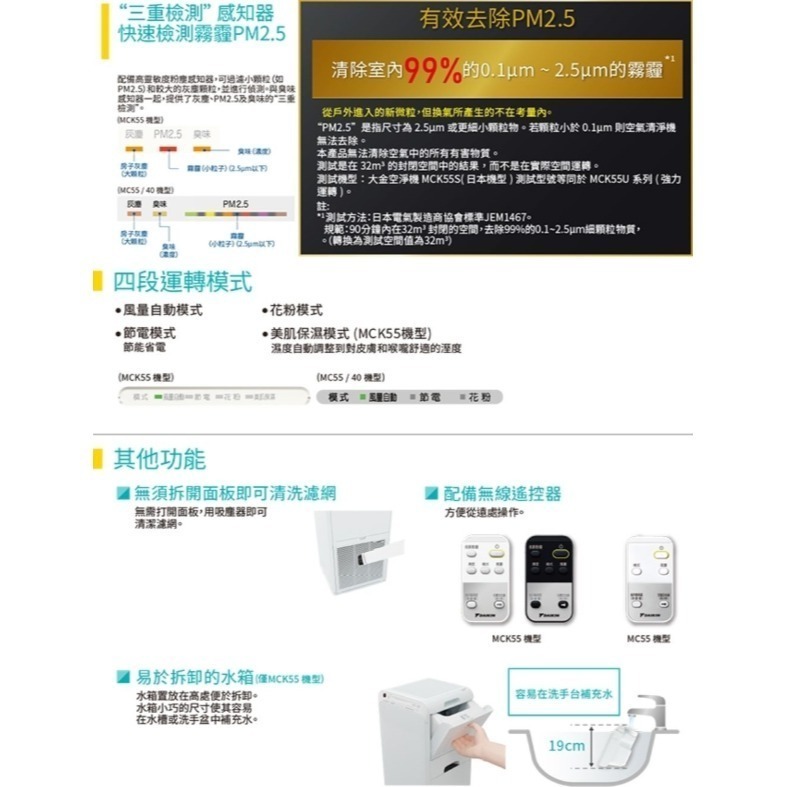DAIKIN 大金 光觸媒&閃流除臭觸媒強力空氣清淨機(搭配靜電HEPA濾網)(附遙控器)MC55USCT7-細節圖7