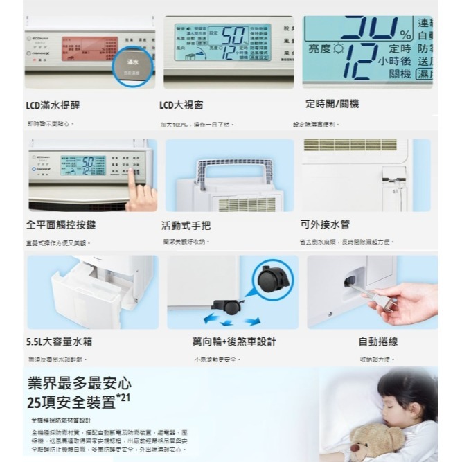 Panasonic 國際牌 12L ECONA高效微電腦除濕機F-Y24GX-細節圖6