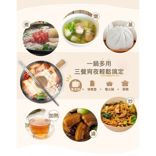 SAMPO 聲寶 1.4L日式蒸煮美食鍋 KQ-YF14D-細節圖3