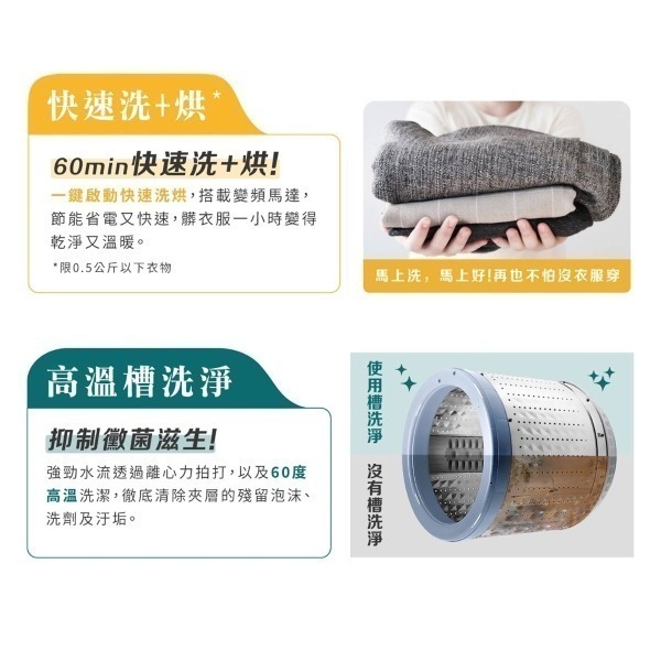 (約裝商品) SAMPO 聲寶 10/6kg變頻滾筒洗脫烘洗衣機ES-ND10DH 基本安裝 贈7-11商品卡3000元-細節圖5