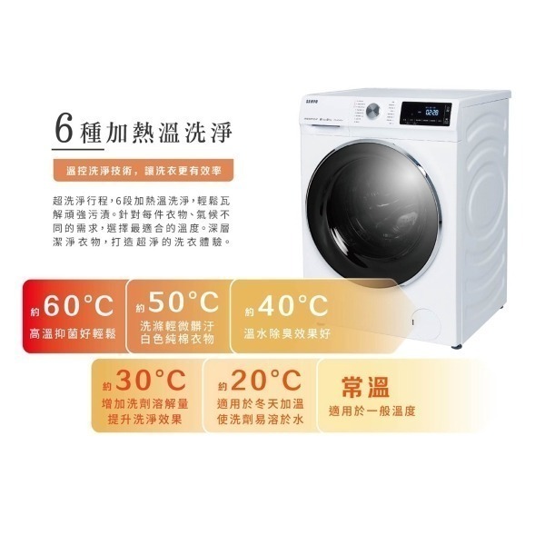 (約裝商品) SAMPO 聲寶 10/6kg變頻滾筒洗脫烘洗衣機ES-ND10DH 基本安裝 贈7-11商品卡3000元-細節圖6