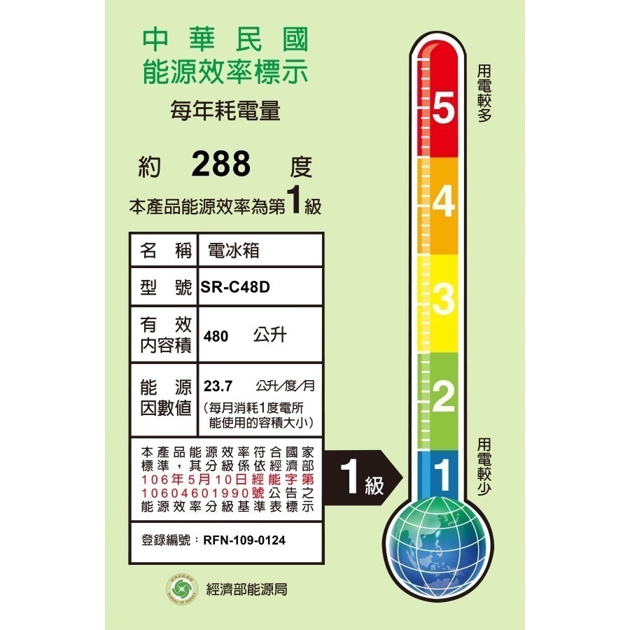 (約裝商品) SAMPO 聲寶 480L雙門一級能變頻冰箱SR-C48D 含基本安裝 贈全聯禮券4000元-細節圖7