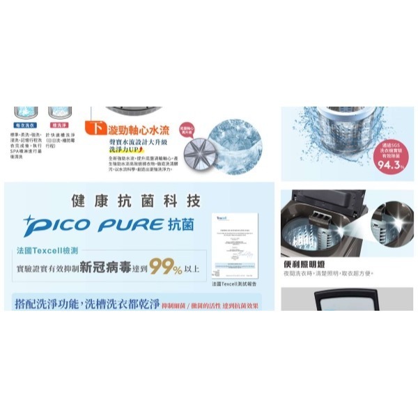 (約裝商品) SAMPO 聲寶 17kg PICO PURE+直立式變頻洗衣機ES-P17DPS 贈全聯禮券2000元-細節圖4