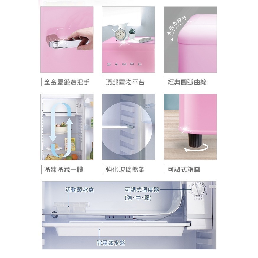 (約裝商品)贈 7-11禮券 800元 SAMPO 聲寶 99L一級能定頻單門小冰箱 SR-C10 基本安裝+舊機回收-細節圖3