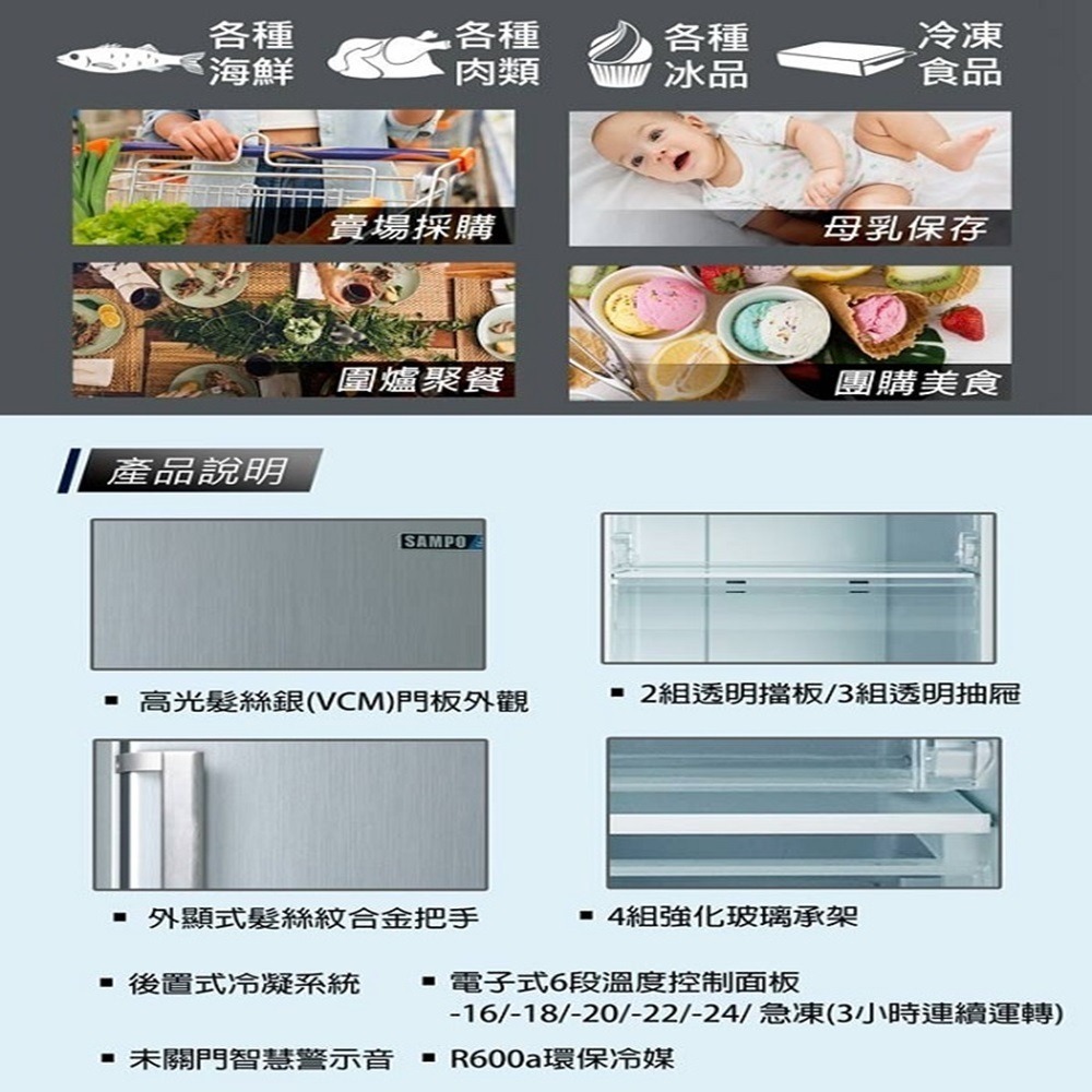 (約裝商品)SAMPO 聲寶 170L直立式冷凍櫃 SRF-171F 含基本安裝-細節圖3