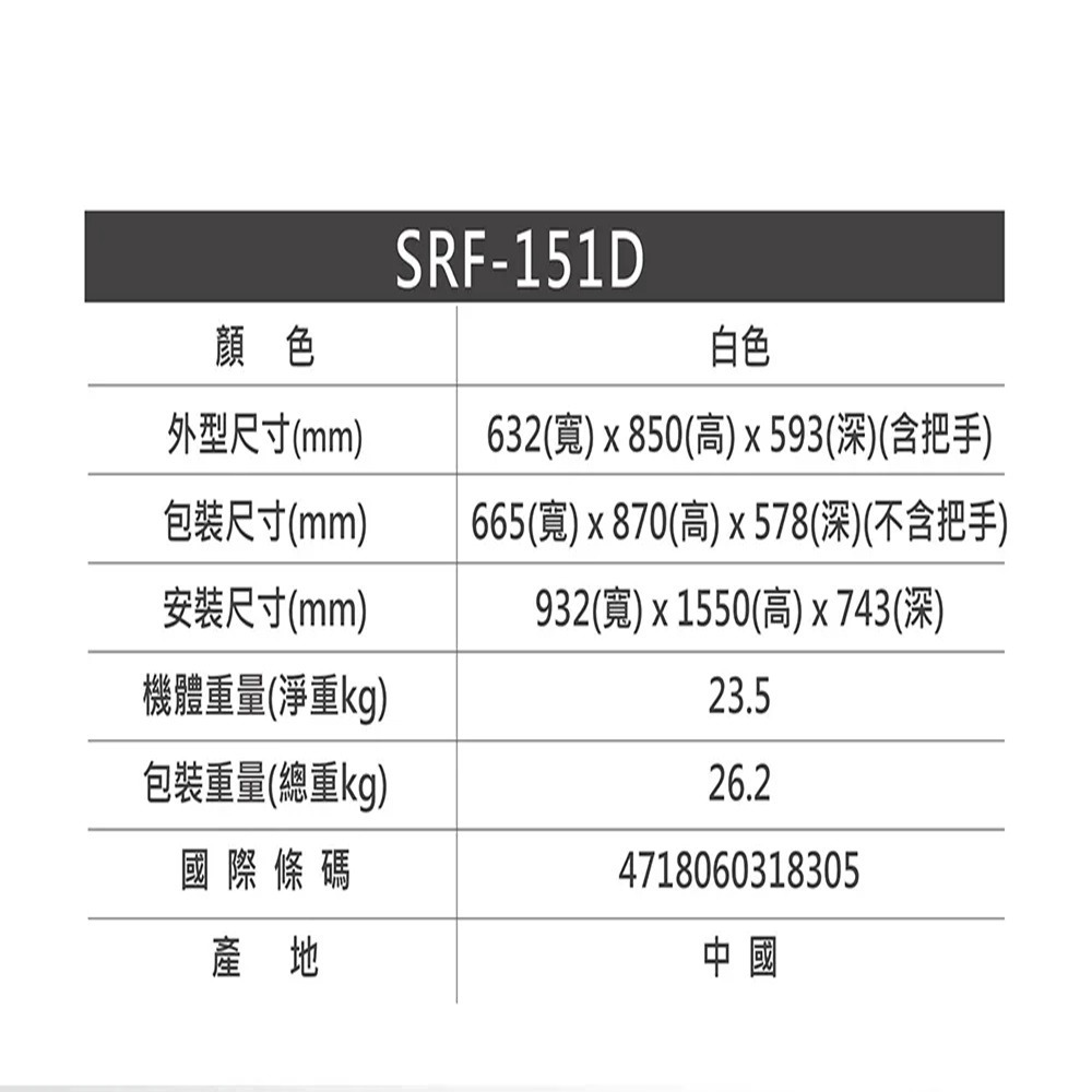 (約裝商品)SAMPO 聲寶 150L上掀式冷凍櫃 SRF-151D 含基本安裝-細節圖8