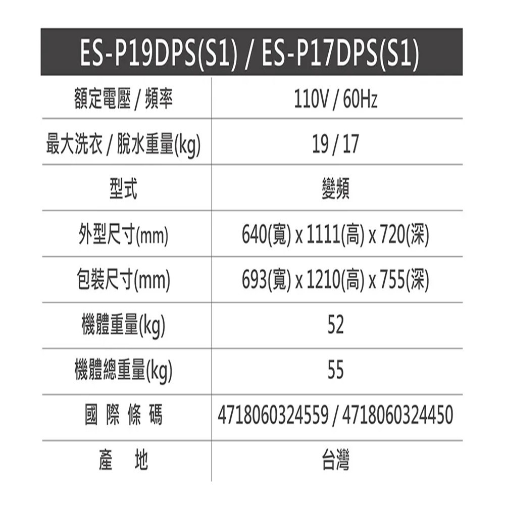 (約裝商品)SAMPO 聲寶 19kg 直立式變頻洗衣機 ES-P19DPS 含基本安裝+舊機回收 贈全聯禮券3500元-細節圖8