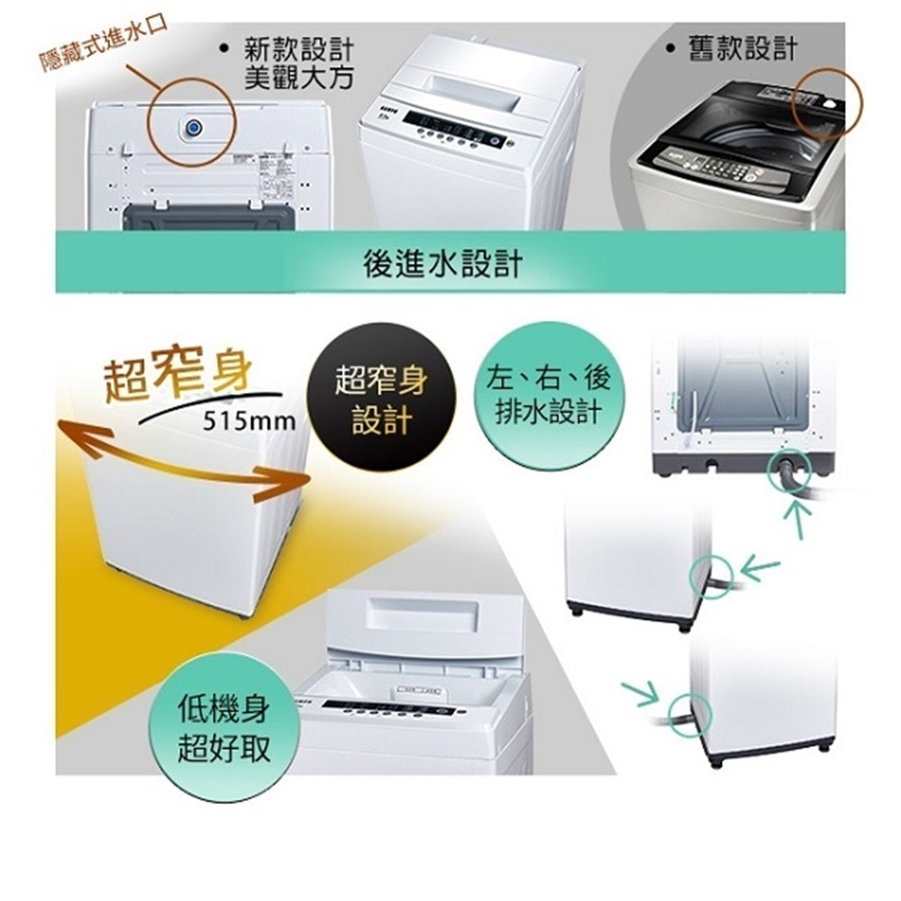 (約裝商品)贈 7-11禮券800元 SAMPO 聲寶 6.5Kg直立式定頻洗衣機 ES-B07F 基本安裝+舊機回收-細節圖3