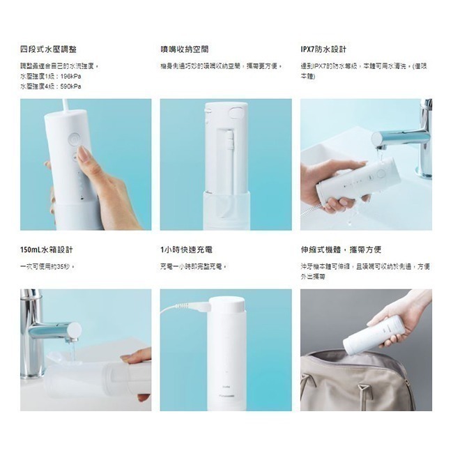 Panasonic 國際牌 無線噴射水流國際電壓充電式沖牙機 EW-DJ31-細節圖4