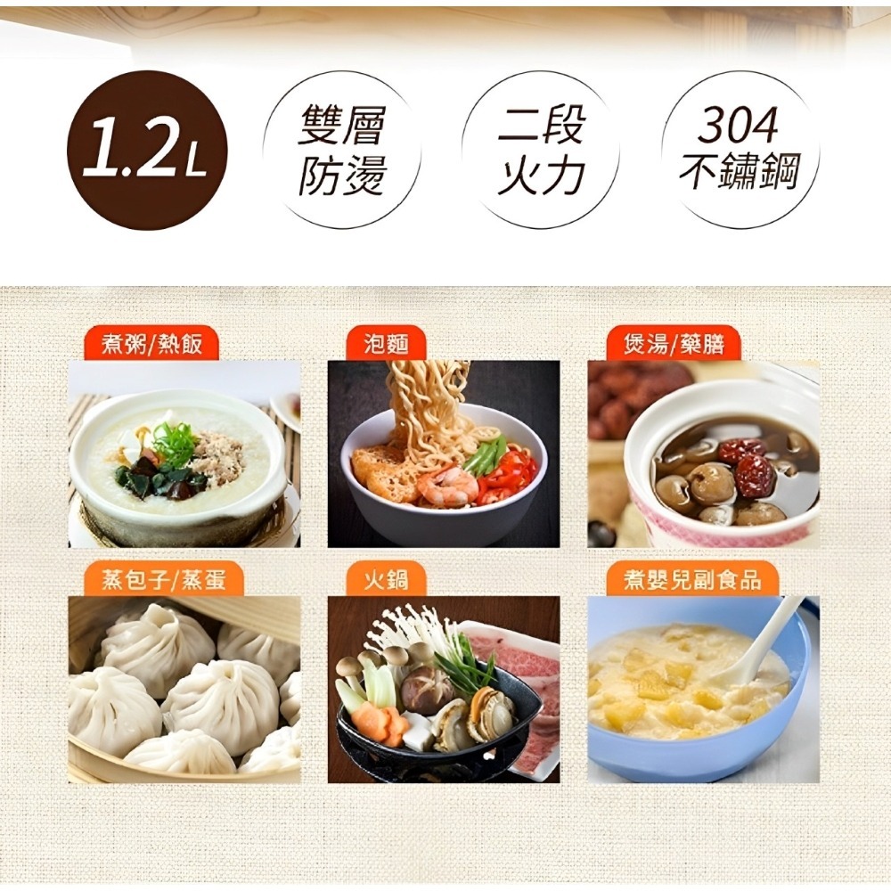 SAMPO 聲寶 1.2L雙層防燙多功能快煮美食鍋 KQ-CA12D-細節圖3