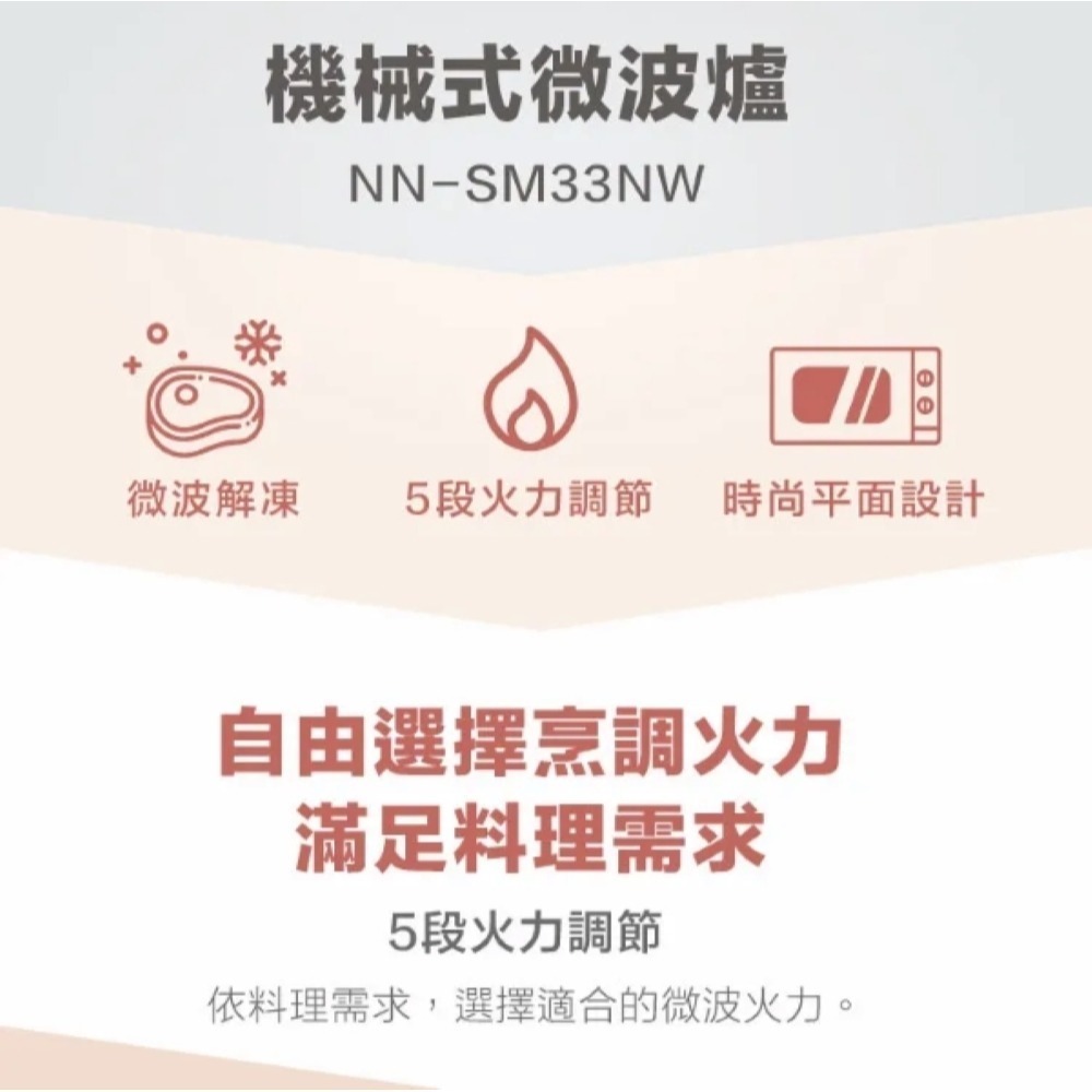 Panasonic 國際牌 25L轉盤式機械式微波爐 NN-SM33NW-細節圖3