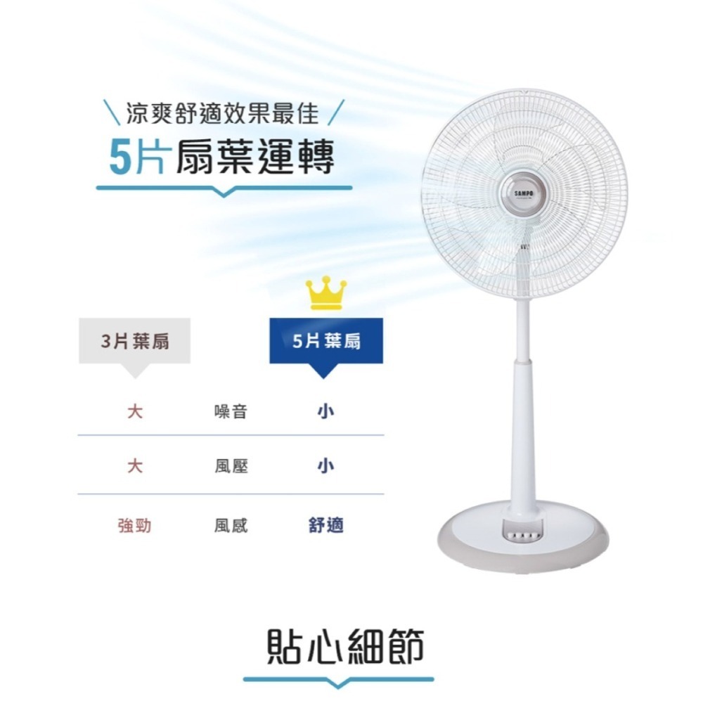 SAMPO 聲寶 16吋五片扇葉機械式立扇 SK-FP16Q-細節圖6
