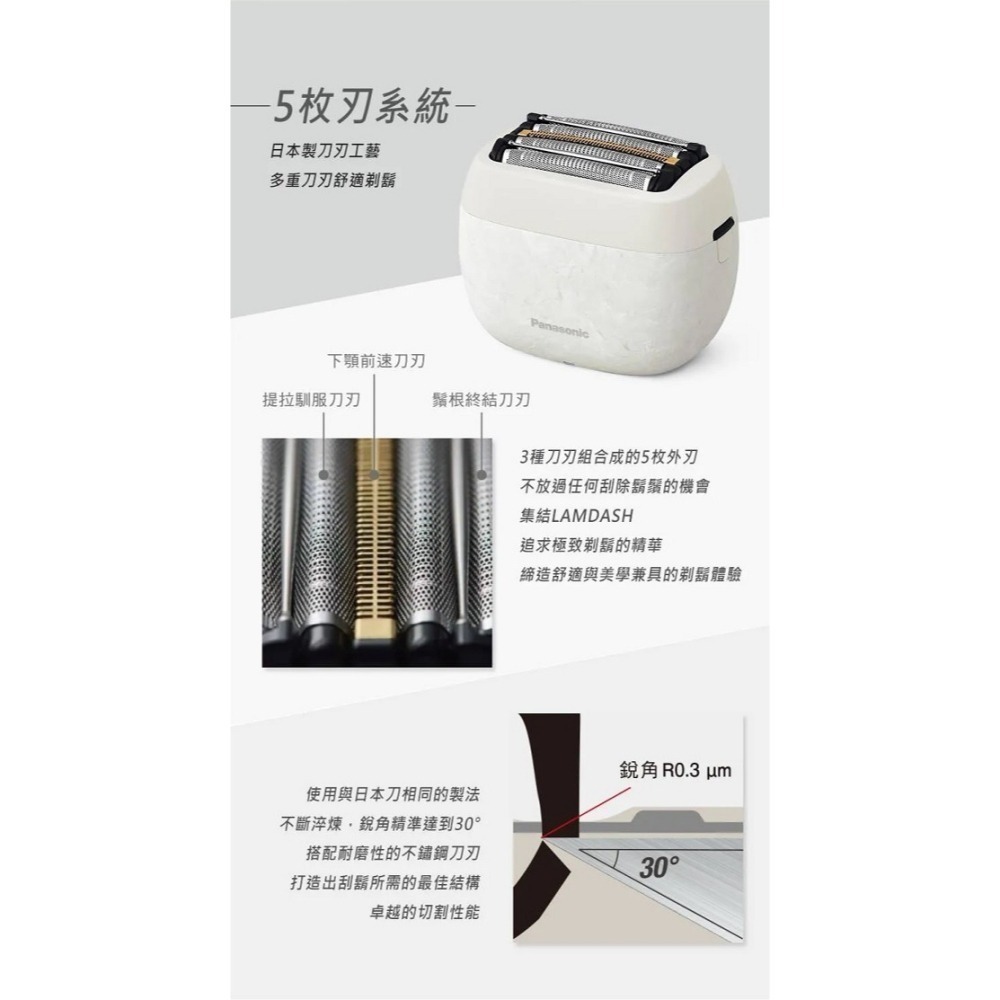 Panasonic 國際牌 日製掌上型五刀頭防水充電式電鬍刀ES-PV6A-細節圖4