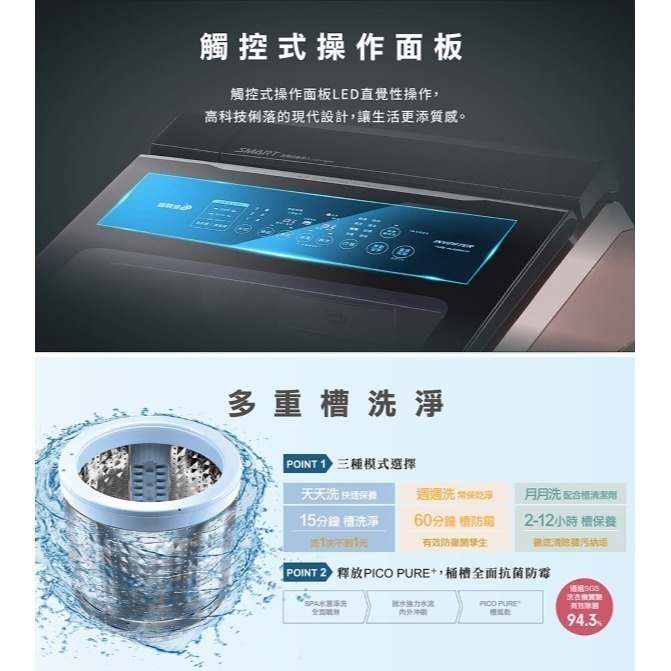 贈商品卡1500元 (約裝商品)SAMPO 聲寶 19kg 洗劑智慧投⼊直立式變頻洗衣機(故宮聯名款) ES-P19DA-細節圖4