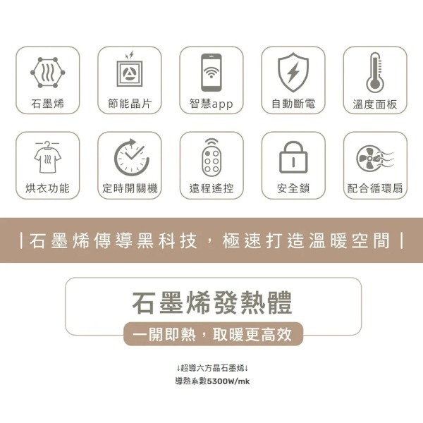 AIRMATE 艾美特 智慧WIFI石墨烯電暖器HC13112RI --細節圖3