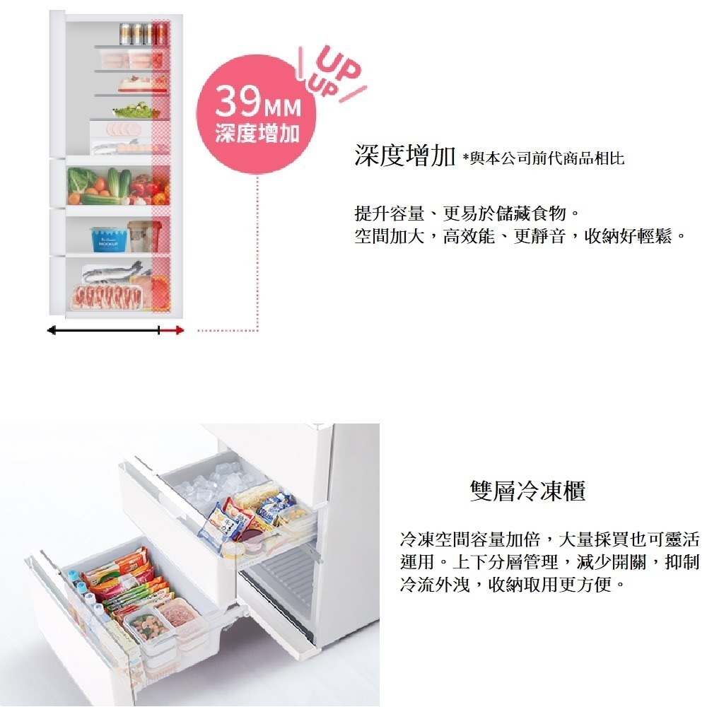 (約裝商品)MITSUBISHI 三菱 四門 395L變頻鋼板冰箱 MR-N40ET 含基本安裝+舊機回收-細節圖2