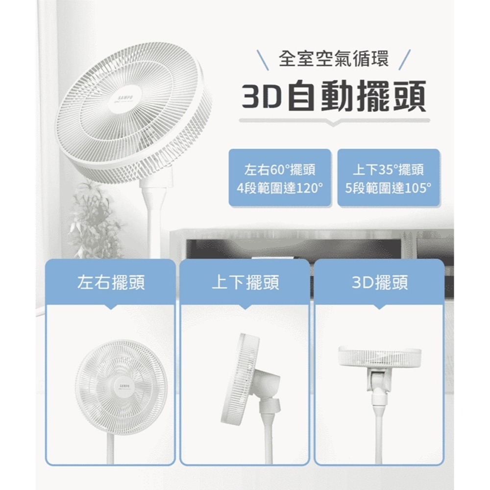 SAMPO 聲寶 14吋智能聲控3D循環DC馬達立扇 SK-GA14VBD --細節圖5