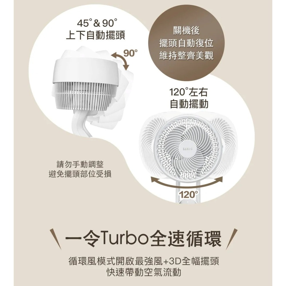 SAMPO 聲寶 16吋 智能聲控3D循環DC馬達立扇 SK-LH10VSDR --細節圖8