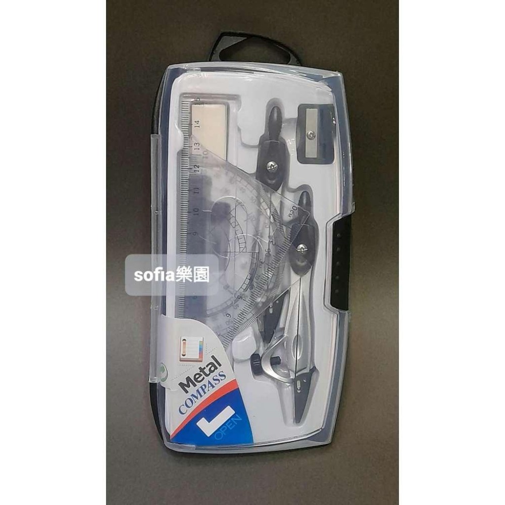 ◆SOFIAの樂園◆ 10件數學理工製圖專用 文具圓規組 （內含三角板、尺、橡皮、削筆器、圓規、分規、筆等）-細節圖2