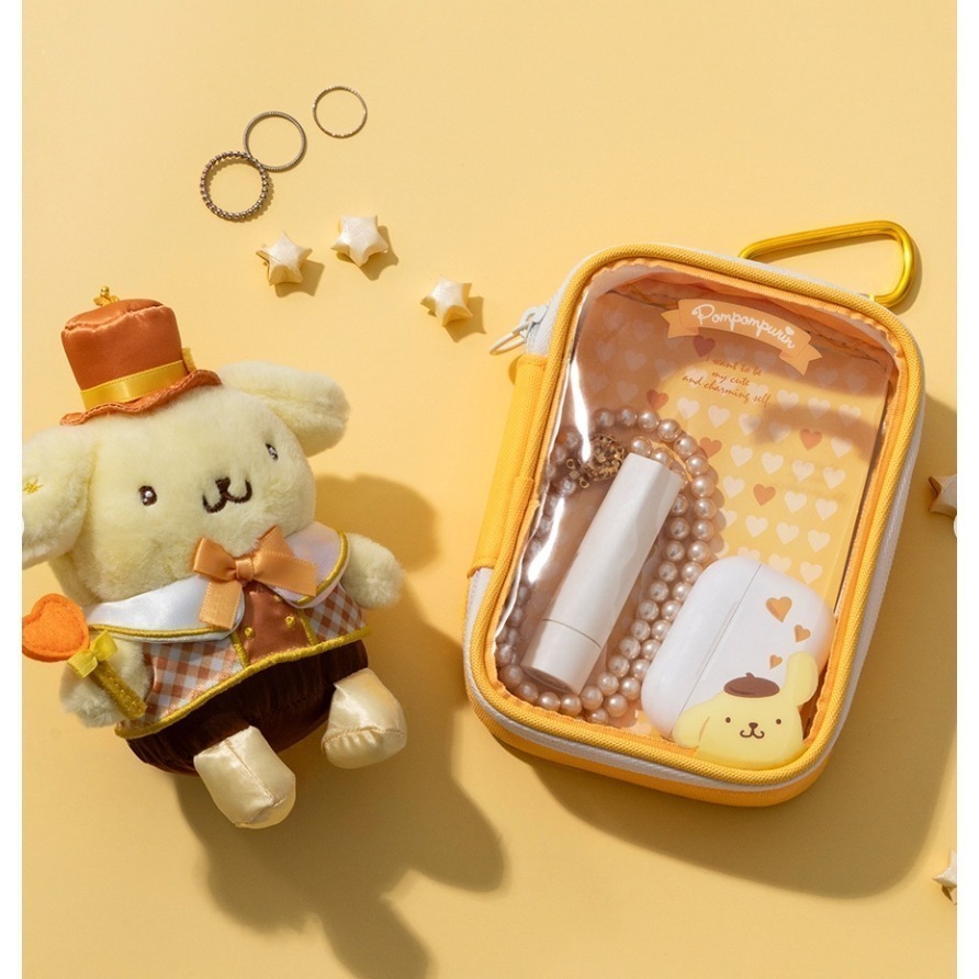 【三麗鷗可愛萬用包 大耳狗 布丁狗 送小禮】透明娃包 7-11聯名 溜娃包 收納包 保護娃娃 裝飾包包 痛包 掛玩偶吊飾-細節圖3