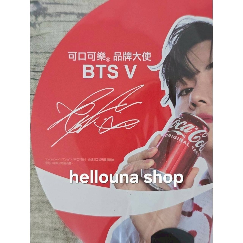 【可口可樂 V 應援扇 送JIN 真拉麵轉印貼紙】BTS 防彈少年團同款 代言 扇子 金泰亨 金碩珍 刺青貼紙 簽名周邊-細節圖4