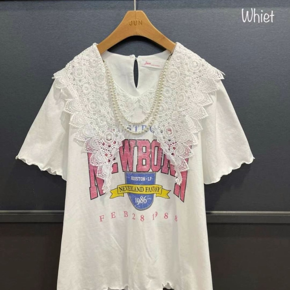 正韓 領蕾絲英文上衣 韓國連線 韓國代購 韓國空運2-65425-細節圖4