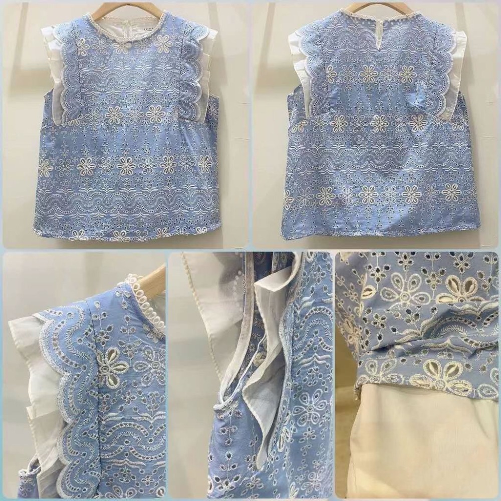 正韓 袖荷蕾絲布上衣 韓國連線 韓國代購 韓國空運3-15331-細節圖5