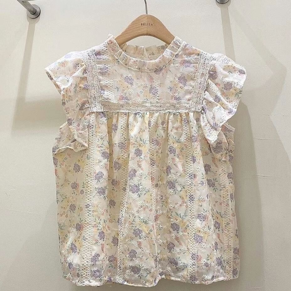 正韓 袖荷蕾絲布上衣 韓國連線 韓國代購 韓國空運3-15331-細節圖2