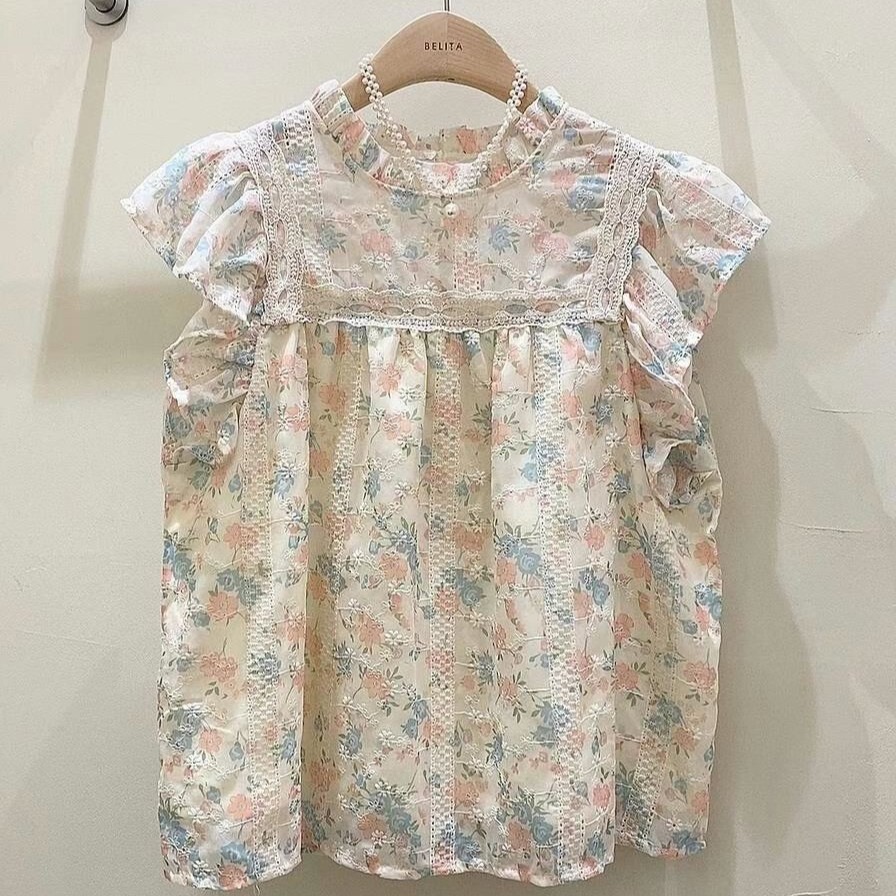 正韓 袖荷蕾絲布上衣 韓國連線 韓國代購 韓國空運3-15331-細節圖3