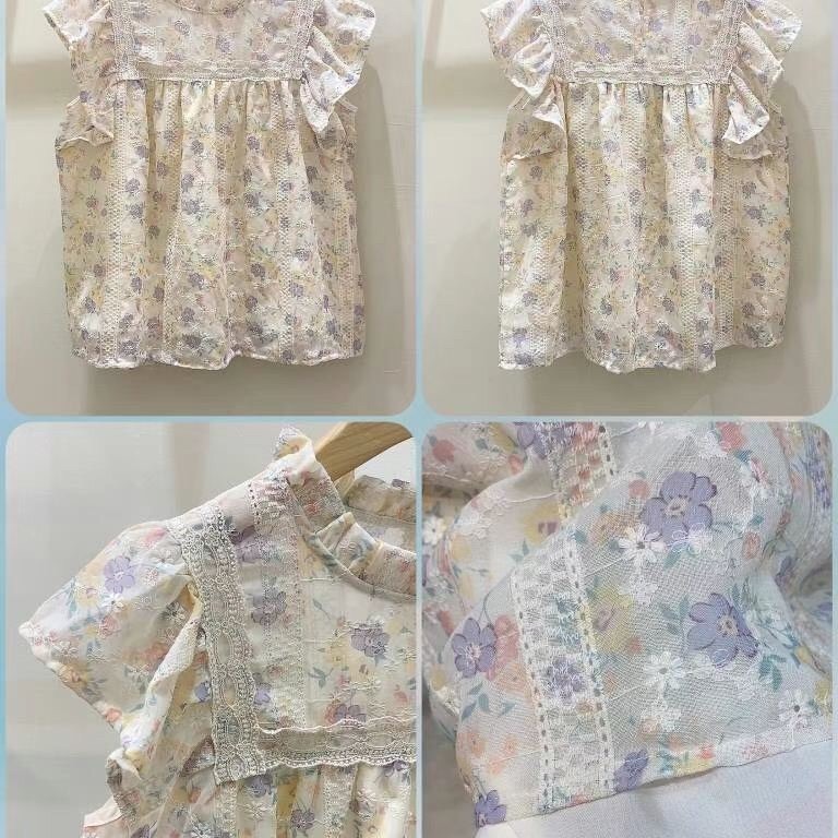 正韓 袖荷蕾絲布上衣 韓國連線 韓國代購 韓國空運3-15331-細節圖4