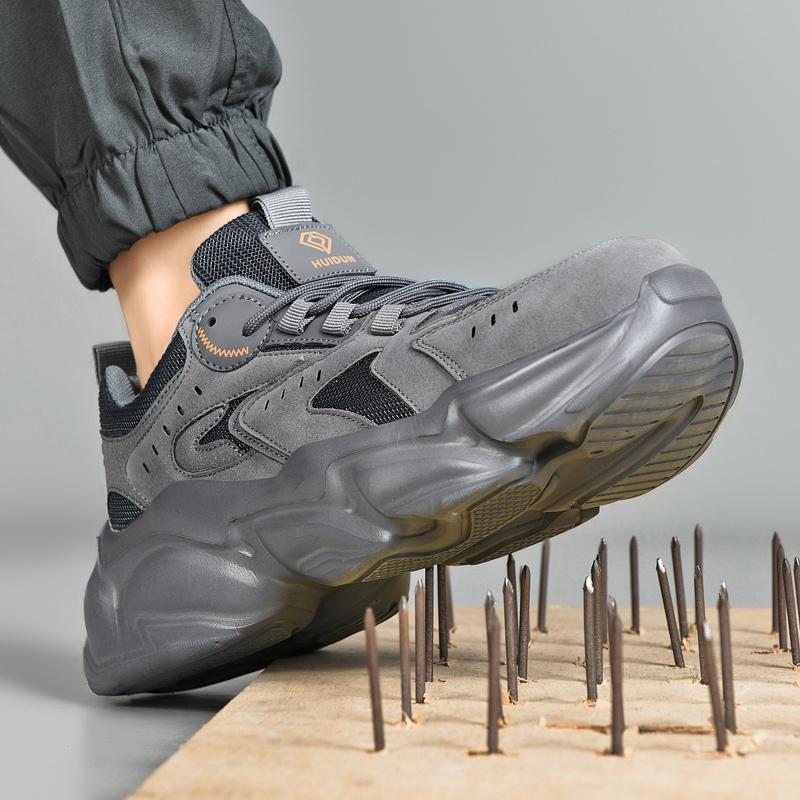 ‹防穿刺鋼頭安全鞋› JS2066 抗砸鋼包頭 防刺穿厚底 防滑橡膠鞋底 老爹鞋 日常戶外休閒鞋 運動風 中性鞋款-細節圖2