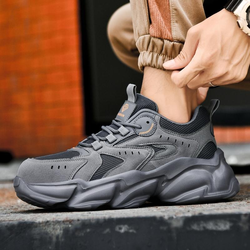 ‹防穿刺鋼頭安全鞋› JS2066 抗砸鋼包頭 防刺穿厚底 防滑橡膠鞋底 老爹鞋 日常戶外休閒鞋 運動風 中性鞋款-細節圖4