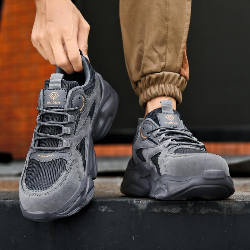 ‹防穿刺鋼頭安全鞋› JS2066 抗砸鋼包頭 防刺穿厚底 防滑橡膠鞋底 老爹鞋 日常戶外休閒鞋 運動風 中性鞋款-細節圖5