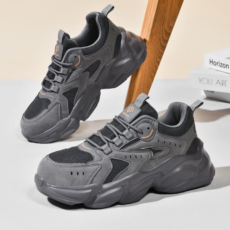 ‹防穿刺鋼頭安全鞋› JS2066 抗砸鋼包頭 防刺穿厚底 防滑橡膠鞋底 老爹鞋 日常戶外休閒鞋 運動風 中性鞋款-細節圖8