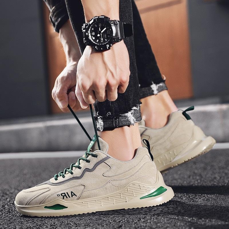 ‹防穿刺鋼頭安全鞋› JS1208米綠 抗砸鋼包頭 防刺穿厚底 防滑橡膠鞋底 日常戶外休閒鞋 運動風 中性鞋款-細節圖3