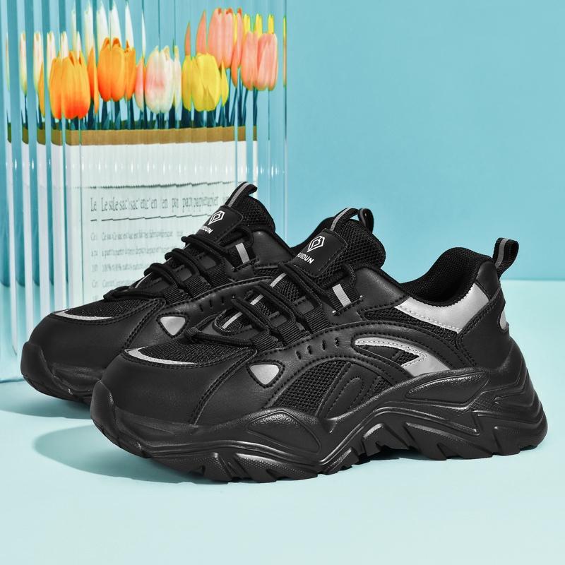 ‹防穿刺鋼頭安全鞋› JS1708 抗砸鋼包頭 防刺穿厚底 防滑橡膠鞋底 老爹鞋 日常戶外休閒鞋 運動風 中性鞋款-細節圖5