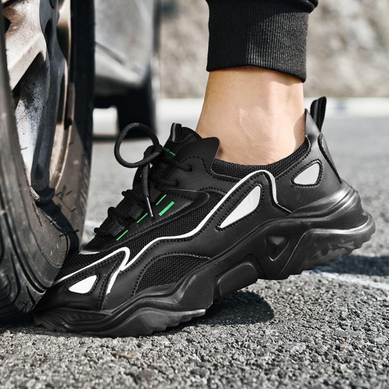 ‹防穿刺鋼頭安全鞋› JS8058 抗砸鋼包頭 防刺穿厚底 防滑橡膠鞋底 老爹鞋 日常戶外休閒鞋 運動風 中性鞋款-細節圖3