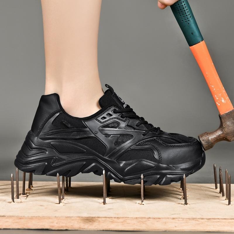 ‹防穿刺鋼頭安全鞋› JS9099 抗砸鋼包頭 防刺穿厚底 防滑橡膠鞋底 老爹鞋 日常戶外休閒鞋 運動風 中性鞋款-細節圖3