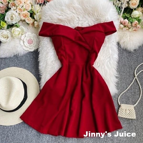 現貨 一字領胸墊短裙洋裝小禮服 氣質洋裝 露肩洋裝 一字領洋裝 宴會洋裝 正式洋裝 小洋裝 胸墊洋裝 短裙洋裝-細節圖2