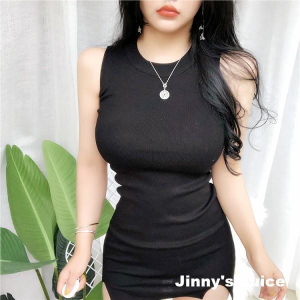 現貨 合身薄針織背心長洋裝 長裙 五分群 開衩 無袖長裙 包臀裙 包臀洋裝 合身洋裝 性感洋裝 無袖洋裝 針織洋裝-細節圖3